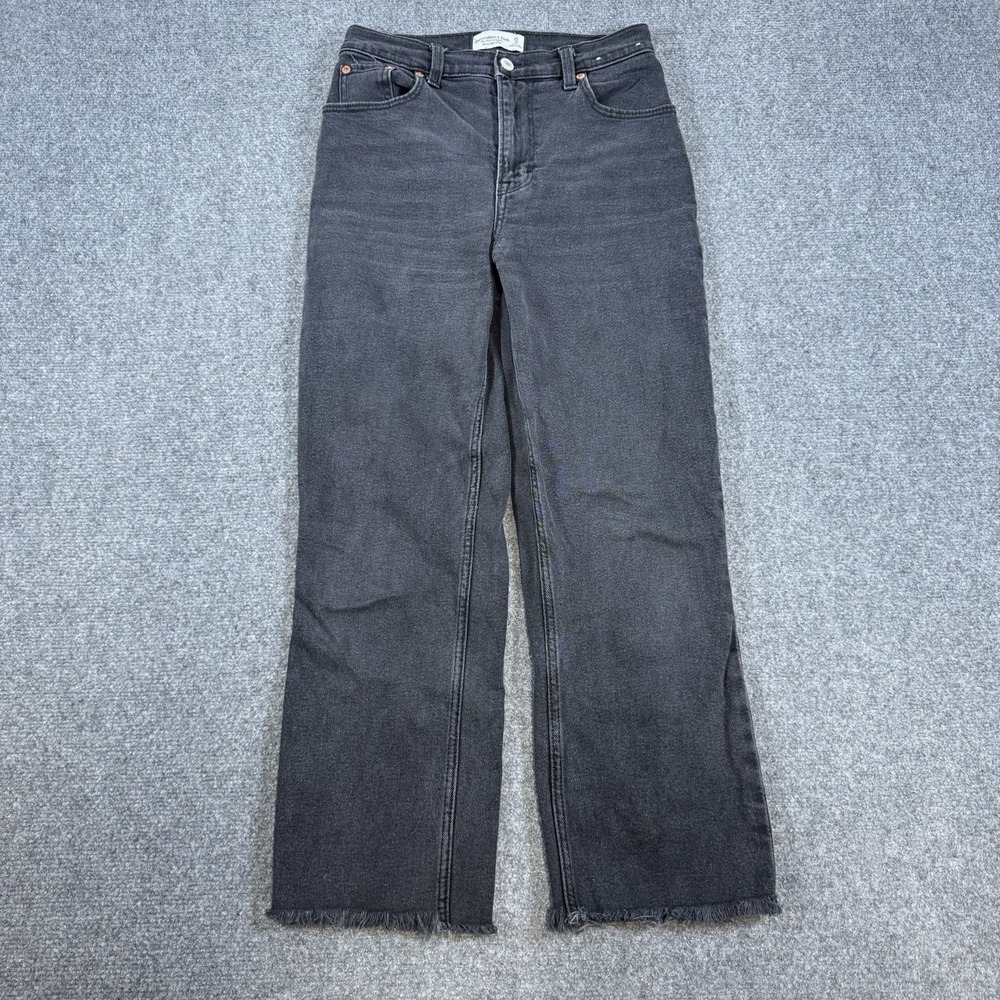 Abercrombie & Fitch Jeans Womens 25/0 Black 90s Straight Ultra High Rise Raw Hem